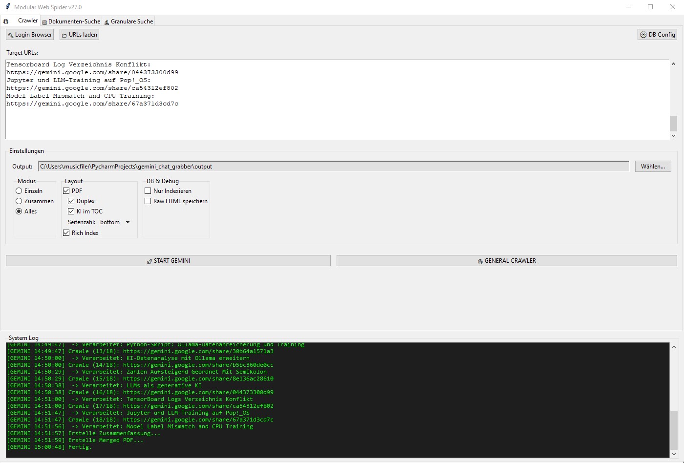 Screenshot des Crawlers