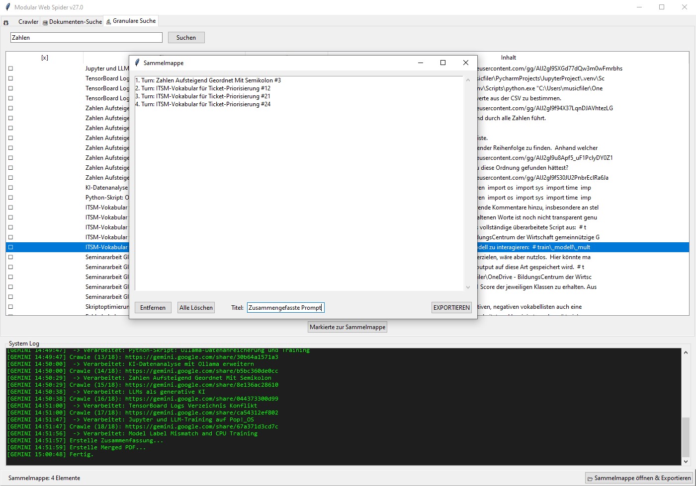 Screenshot der Sammelmappe